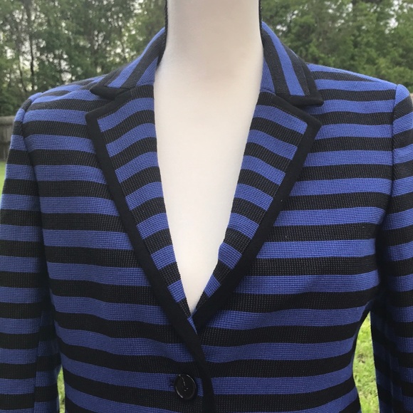 Ann Taylor LOFT black blue blazer jacket size 4 - Picture 3 of 7